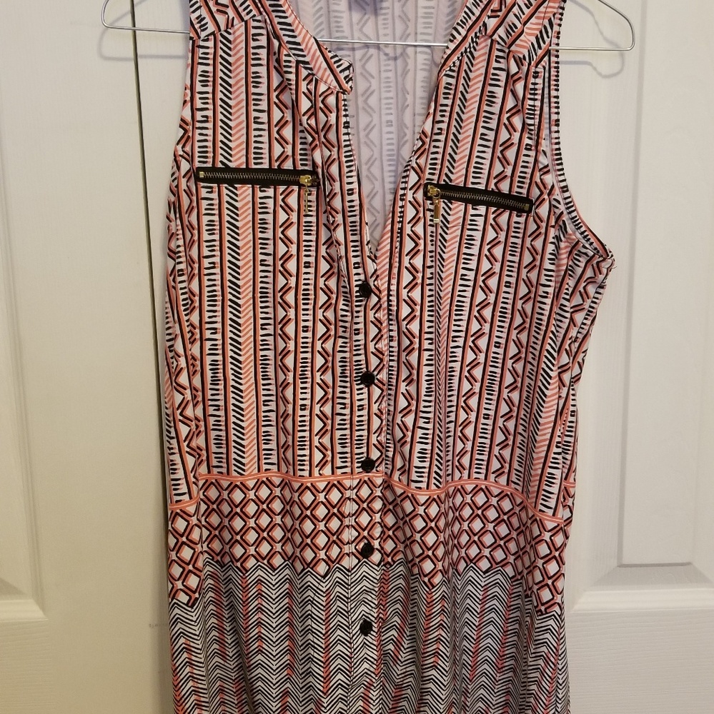 Print button up tank
